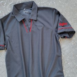 Gray HyVee Polo Short Sleeve Collared Red Embroidered Hy-Vee Grocery Tee S